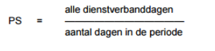 PS Formule die dienstverbanddagen deelt door het aantal dagen in de periode.